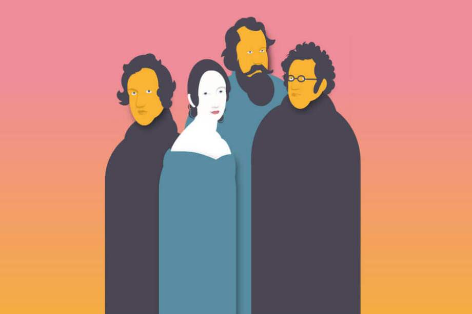 Robert Schumann (1810-1856), Clara Schumann (1819-1896), Johannes Brahms (1833-1897) y Franz Schubert (1797-1828). / Surreal S.A.S.