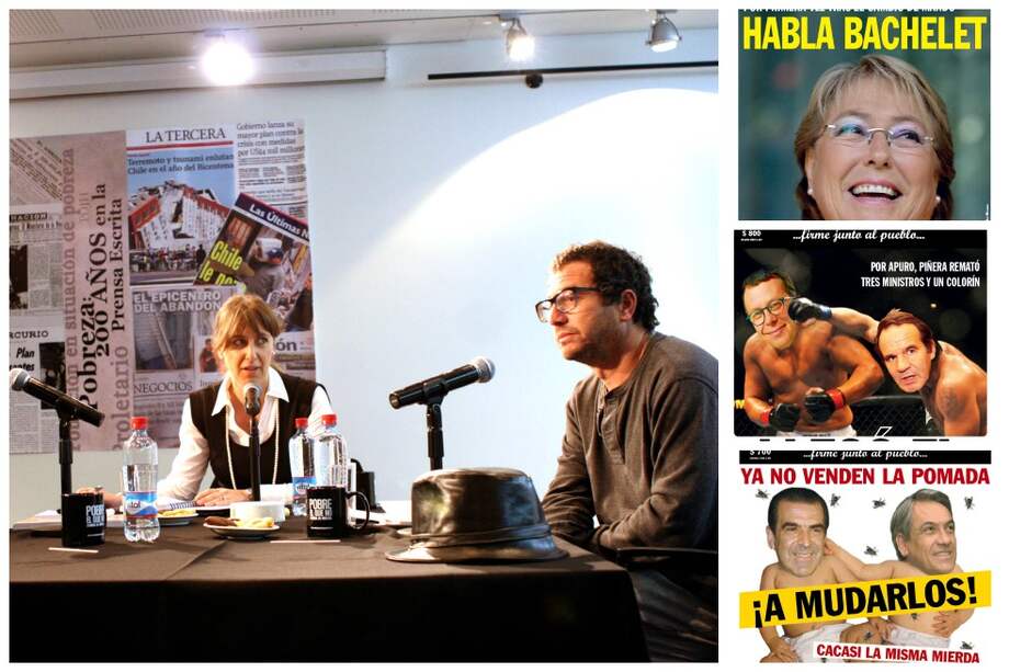 Patricio Fernández Chadwick, director de ‘The Clinic’. Portadas de la revista ‘The Clinic’.