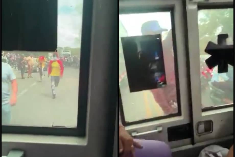 Una ambulancia, que trasladaba a un niño, fue hostigada por manifestantes que lanzaron piedras.