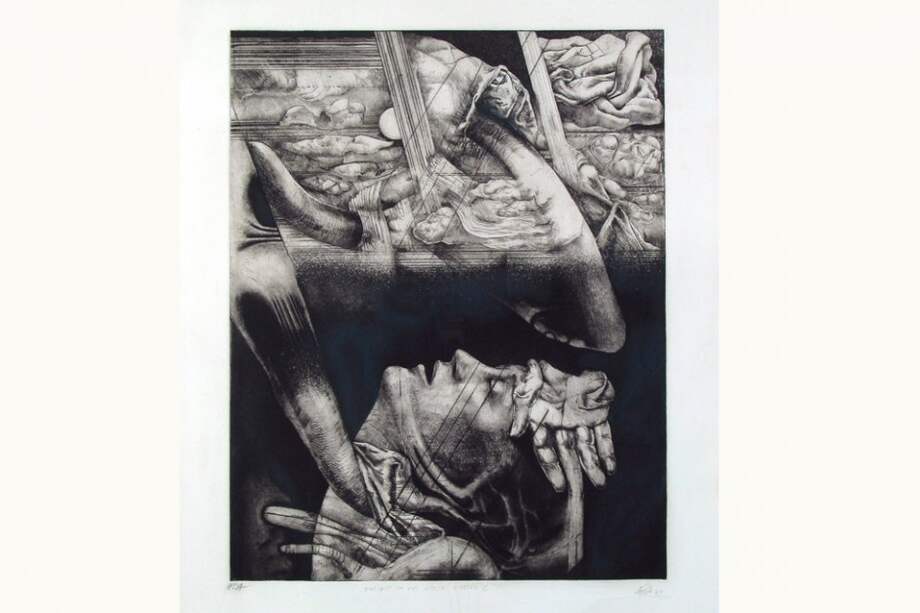 "El delirio de las monjas muerta". Aguafuerte y puntaseca P.A. 56.5 x 45 cm. 1973.