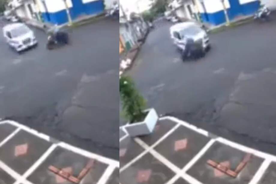 Momento del accidente entre una ambulancia y una motocicleta en la carrera 11 con calle 22, en Girardot.