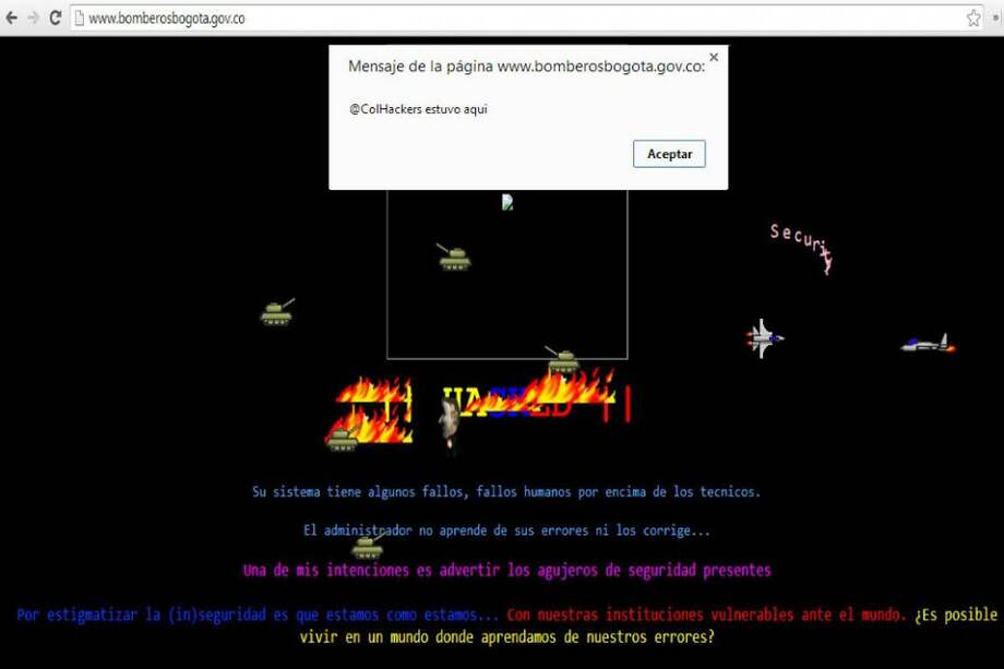 Página Web de los bomberos fue hackeada