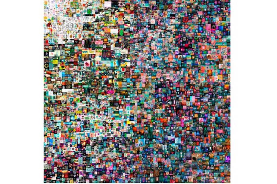 Fotografía cedida por la casa de subastas Christie's donde se muestra la obra "Everydays: The First 5000 Days" (Todos los días: los primeros 5000 días), un "collage" de bytes digitales diarias de 21.069 x 21.069 pixels. / Agencia EFE