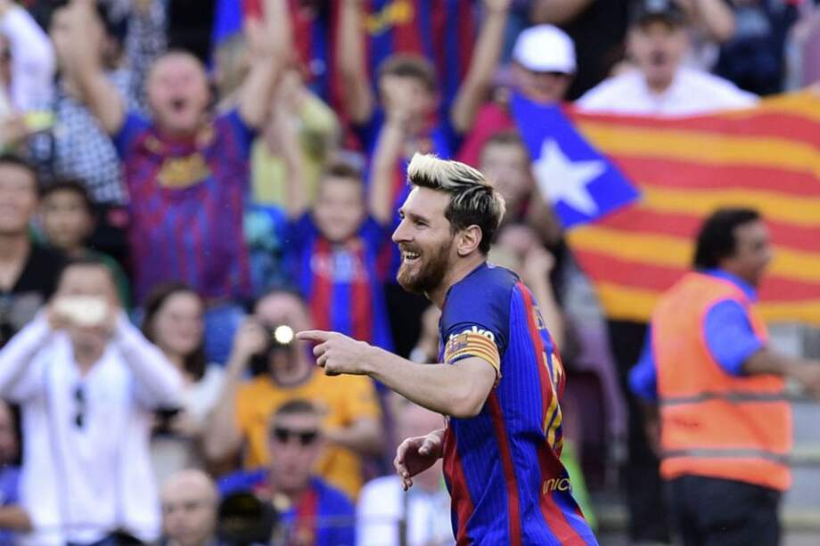 Lionel Messi marcó el cuarto gol en la victoria del Barcelona. Foto: AFP