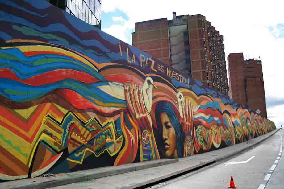 Grafiti "La paz es nuestra" de la calle 26. /Cortesía Óscar González