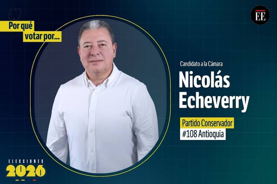 Nicolás Albeiro Echeverry Alvarán es candidato a la Cámara. Va por el Partido Conservador.