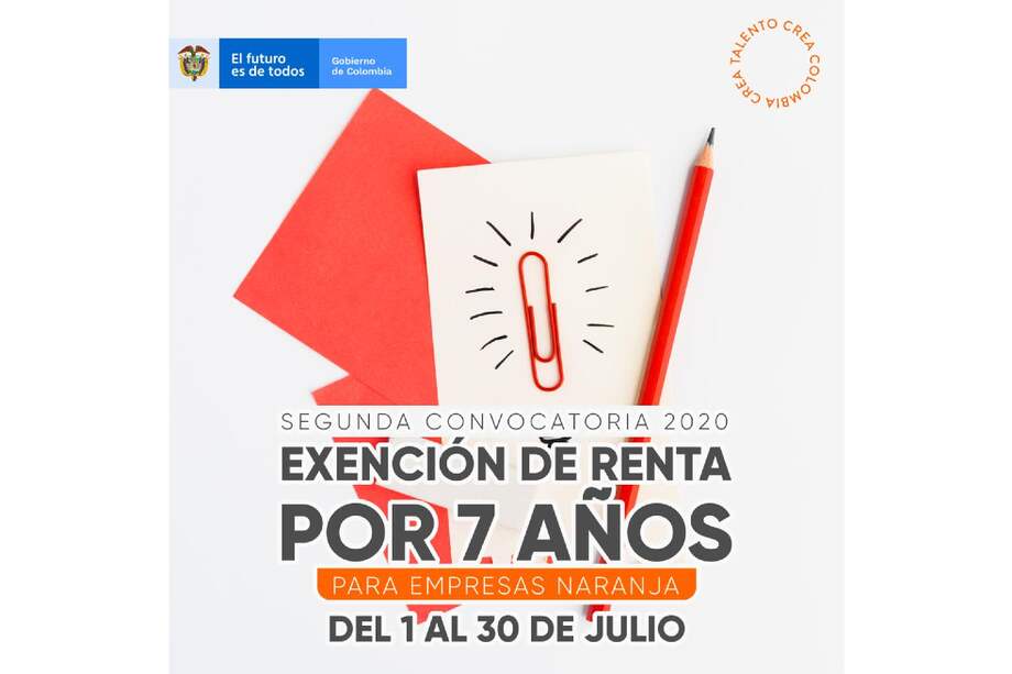 Es la segunda vez en el año que se abre la convocatoria para la exención de renta por siete años. Empresas nacionales ligadas a la Economía Naranja pueden inscribirse a lo largo del mes de julio.