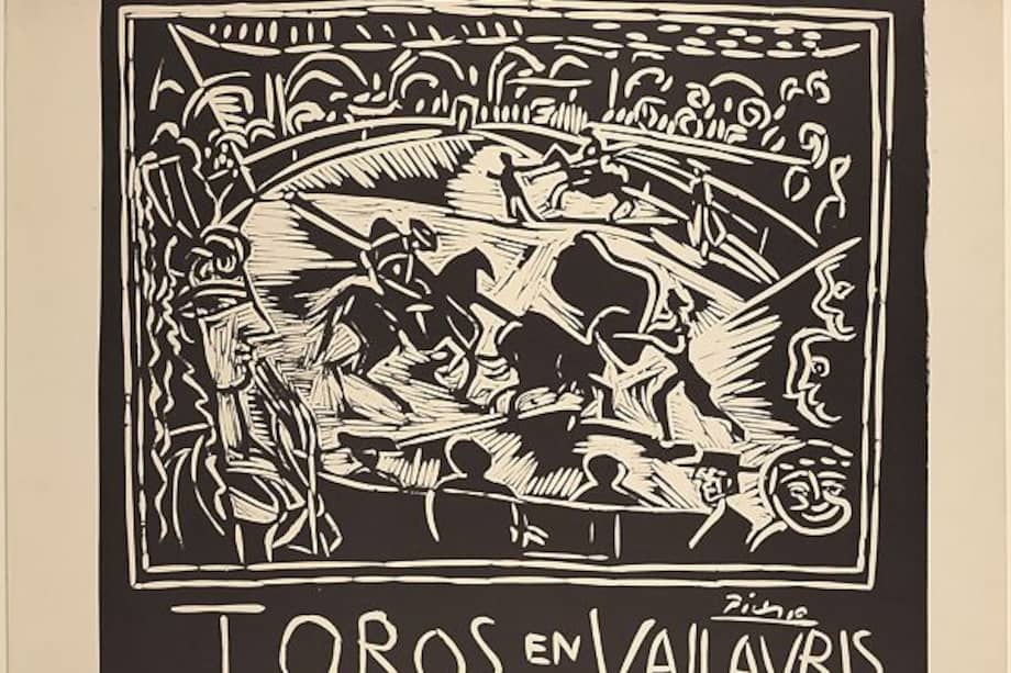 Este grabado de Picasso, titulado "Toros en Vallauris-1954", representa la llamada etapa taurina del artista español, de quien el pasado 8 de abril se cumplieron 50 años de su muerte.