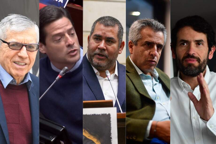 César Gaviria (izq), senador Mauricio Gómez, senador Alejandro Chacón, exministro Luis Fernando Velasco, representante Juan Carlos Losada.