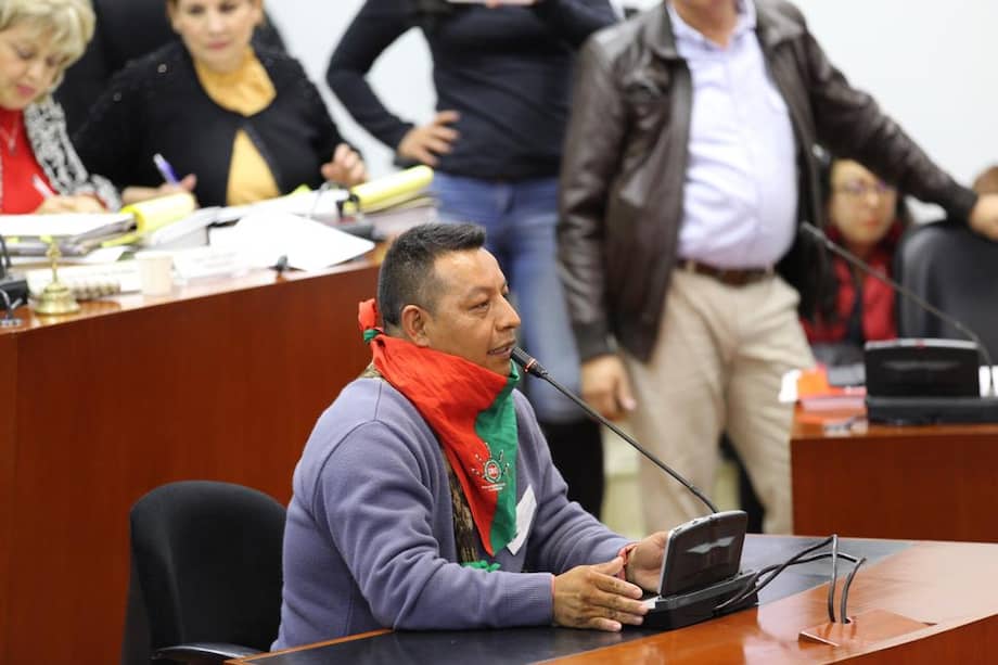 La minga interviniendo en la Comisión Primera de la Cámara. / Cortesía