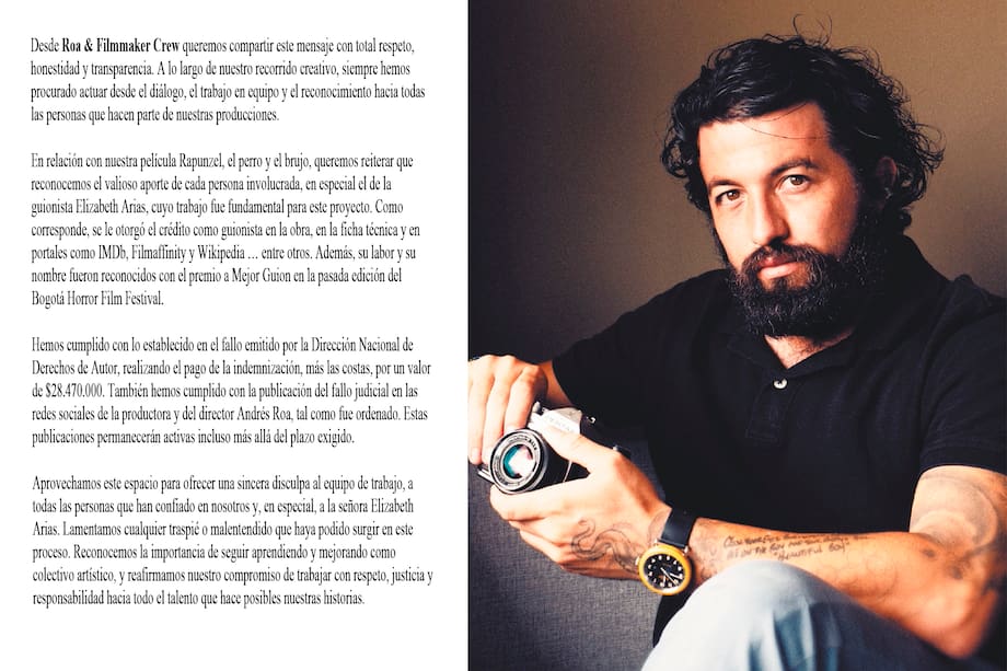 A la derecha Jaime Andrés Roa y a la izquierda comunicado que envió mediante su jefe de prensa