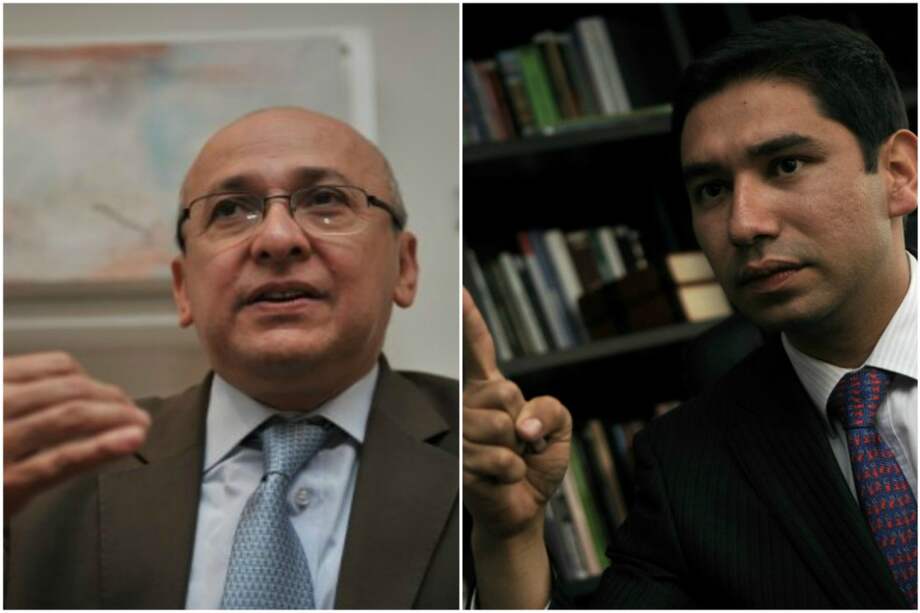 Eduardo Montealegre (izq.), exfiscal general, y Gustavo Moreno, abogado penalista, pasaron de tener una relación laboral a estar enfrentados en medio del cartel de la toga. / Fotos: archivo El Espectador
