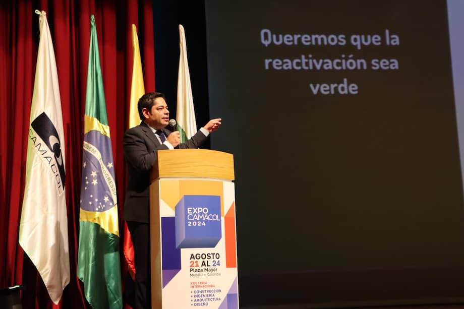 Guillermo Herrera, presidente de la Cámara Colombiana de la
Construcción (Camacol), durante la instalación de Expocamacol 2024.