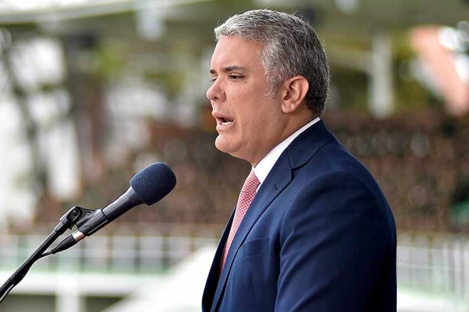 El presidente Iván Duque durante el evento de ascensos en la Policía.