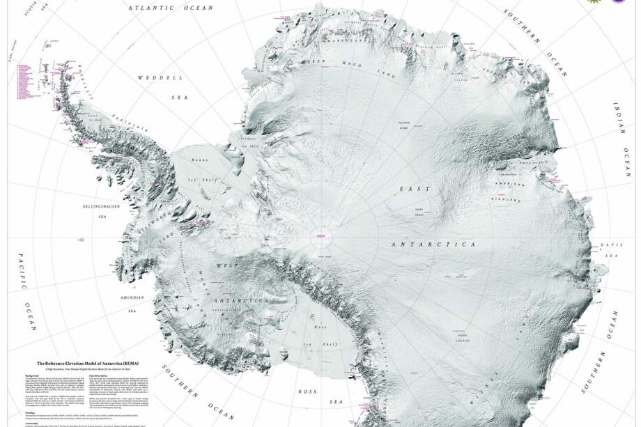 Mapa de la Antártida, producto del proyecto Reference Elevation Model of Antarctica (REMA). / Tomado de la Universidad de Minnesota.