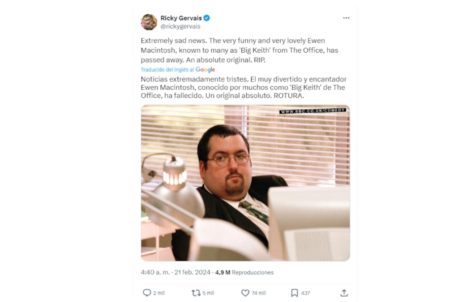 Así despidió uno de los creadores de 'The Office' a Ewen MacIntosh.