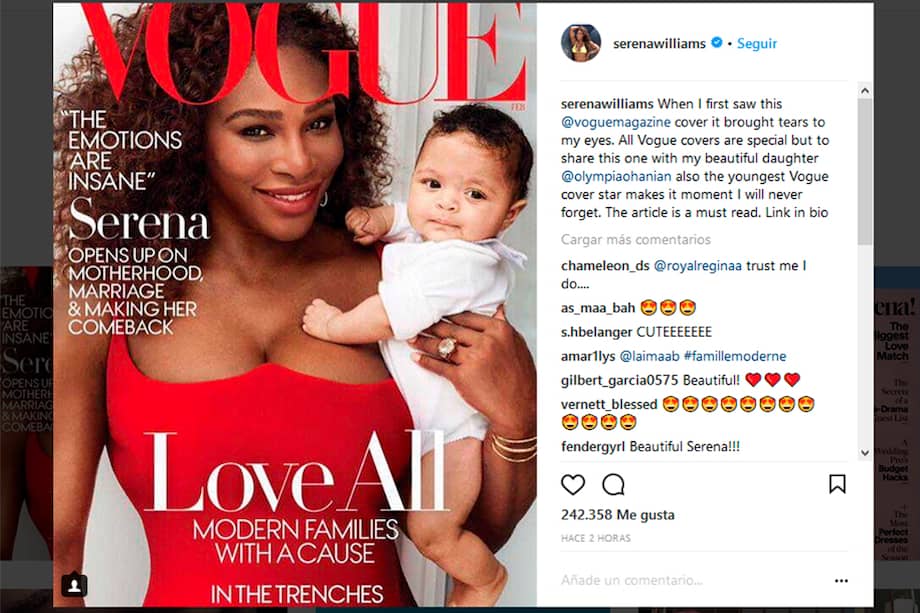 Serena Williams con su hija Alexis Olympia en la portada de Vogue. / Tomada de Instagram.com/serenawilliams