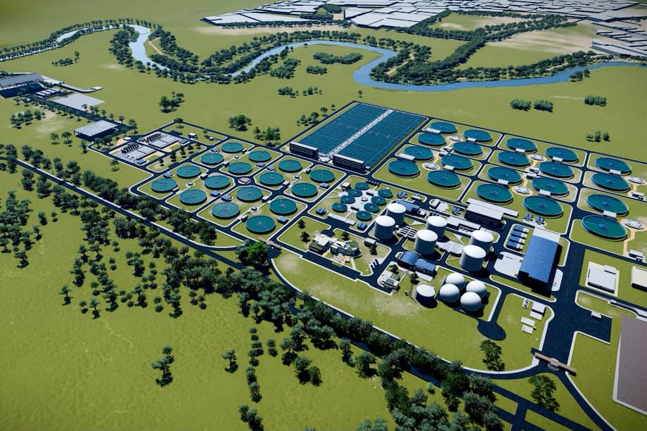 Así luciría la Planta de Tratamiento de Aguas Residuales PTAR Canoas, que tendrá una capacidad de tratamiento de 16 metros cúbicos por segundo, lo que equivale a una piscina olímpica cada dos segundos.