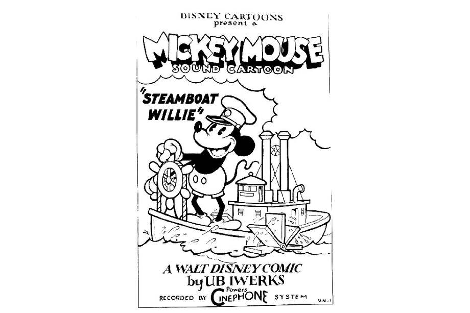 "Steamboat Willie" (1928), ingreso a ser parte de dominio público este 1 de enero. Esta primera imagen de Mickey Mouse se puede compartir, copiar, adaptar y reutilizar sin solicitar autorización de Walt Disney Company.