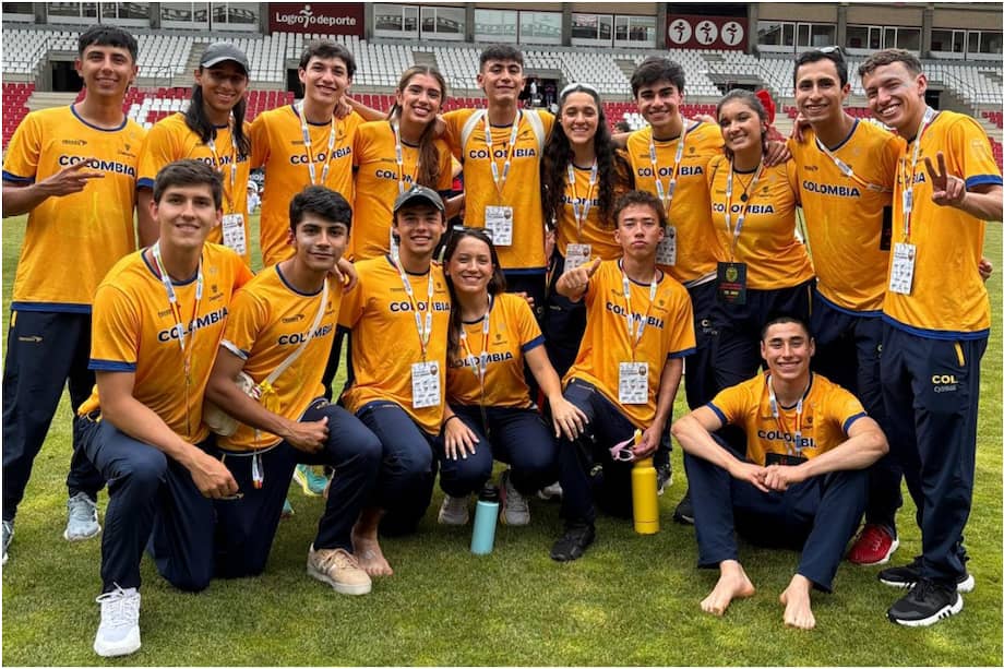 Algunos de los integrantes de la selección colombiana sub 24 de disco volador, en Logroño, España.