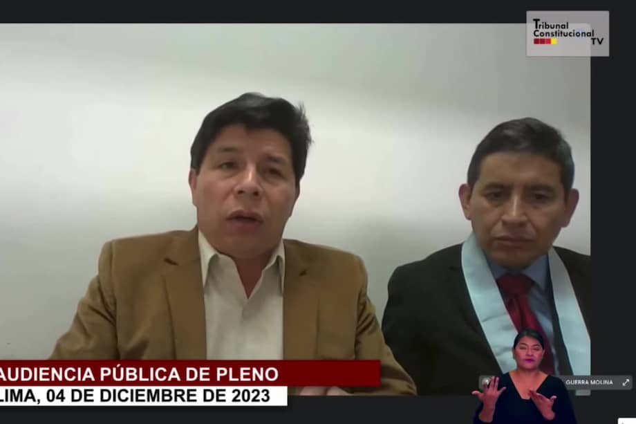 El encarcelado expresidente peruano, Pedro Castillo, en una audiencia virtual en diciembre.