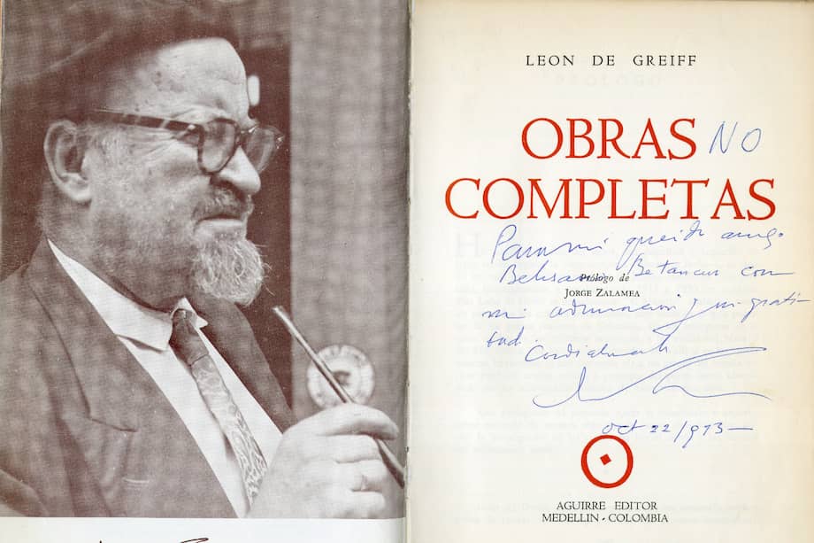 Este fue uno de los libros que Hjalmar de Greiff, hijo del poeta, dejó tras su muerte. Esta copia vino con una dedicatoria a Belisario Betancur.