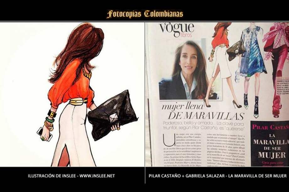 Una de las imágenes que circulan por Internet y que comparan la ilustración original con la publicada en libro de Pilar Castaño. Esta fue tomada del grupo de Facebook 'Fotocopias Colombianas'. / Imagen tomada de facebook.com/FotocopiasColombianas