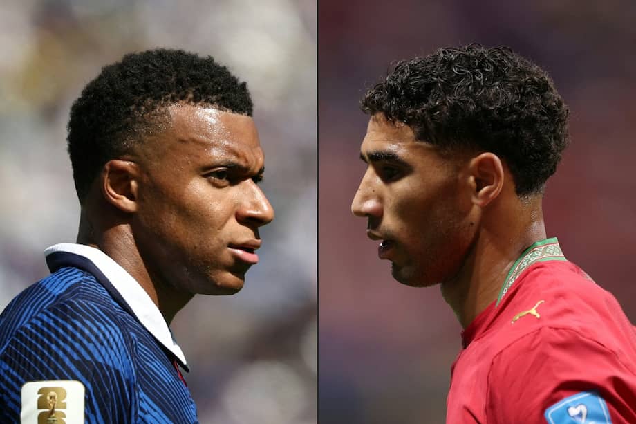 Kylian Mbappé y Achraf Hakimi, figuras de las selecciones de Francia y Marruecos respectivamente.