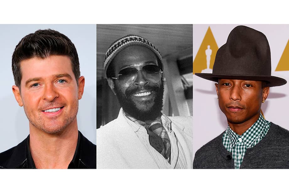 Imagen de archivo de 2015 de los músicos Robin Thicke, Marvin Gaye y Pharrell Williams. / Archivo AFP