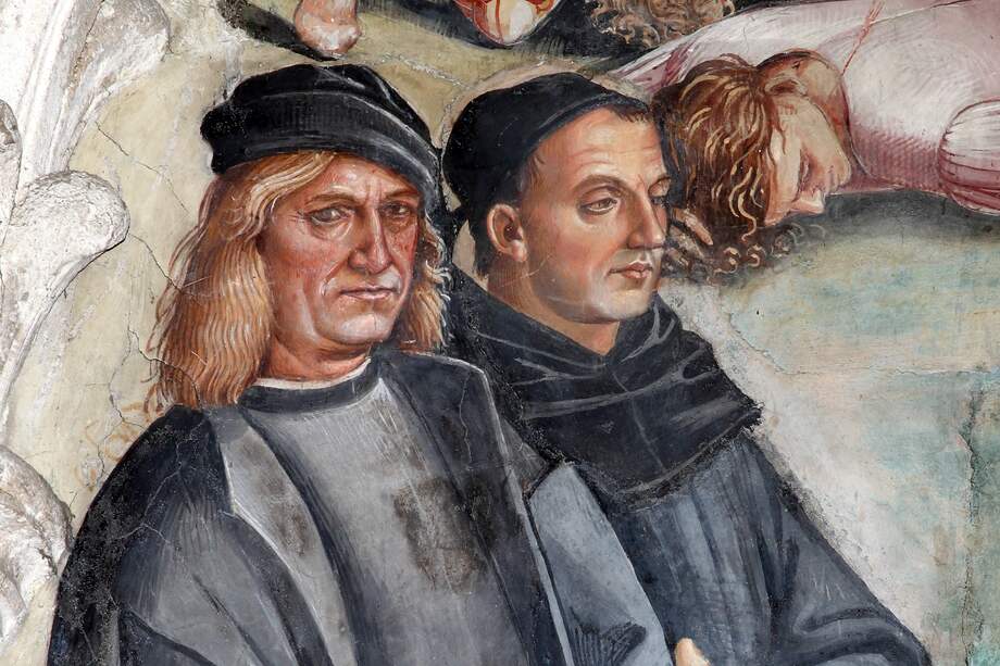 ROMA (ITALIA), 11/03/2023.- Vista del detalle del autorretrato de Luca Signorelli (i) con Fra Angélico en el fresco de la capilla nueva del Duomo de Orvieto. EFE/ Opera del Duomo di Orvieto SOLO USO EDITORIAL/SOLO DISPONIBLE PARA ILUSTRAR LA NOTICIA QUE ACOMPAÑA (CRÉDITO OBLIGATORIO)