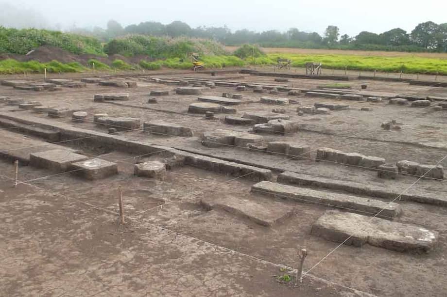 El dibujo arqueológico de la posible “aldea” premuisca comienza a revelarse en las 18 hectáreas que componen el sitio de excavación. / Juan Camilo Maldonado
