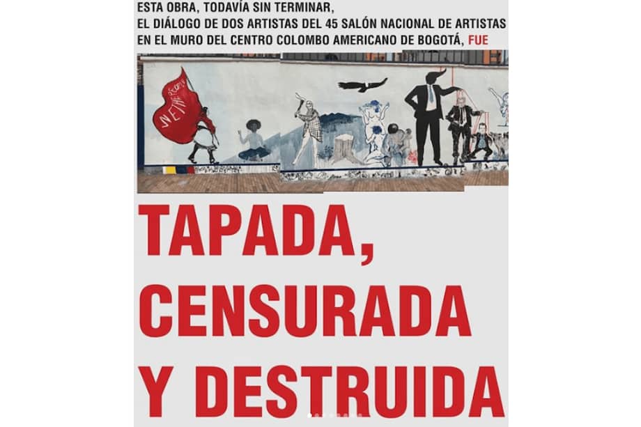 Una de las imágenes que Lucas Ospina, uno de los artistas que pintó el mural posteriormente borrado con pintura en el Colombo Americano, publicó en su cuenta de Instagram. / Tomada de la cuenta de Instagram @luisaponcas