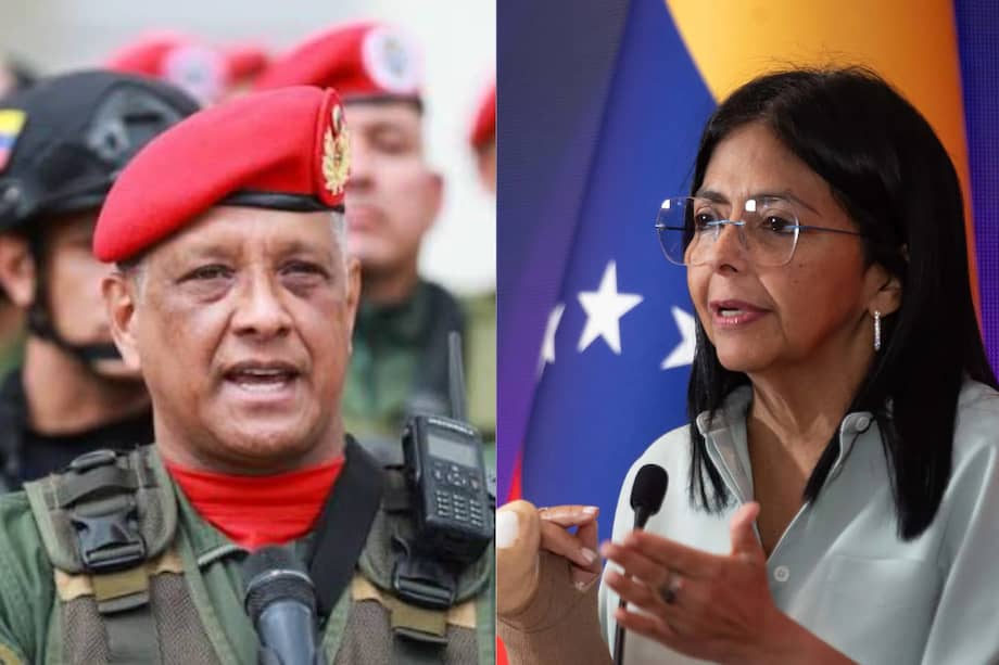 Fotografías del exjefe de seguridad Javier Marcano Tábata (izq.), tomadas de la cuenta de X @luisuhjrebelde, y de la presidenta interina de Venezuela, Delcy Rodríguez (der).