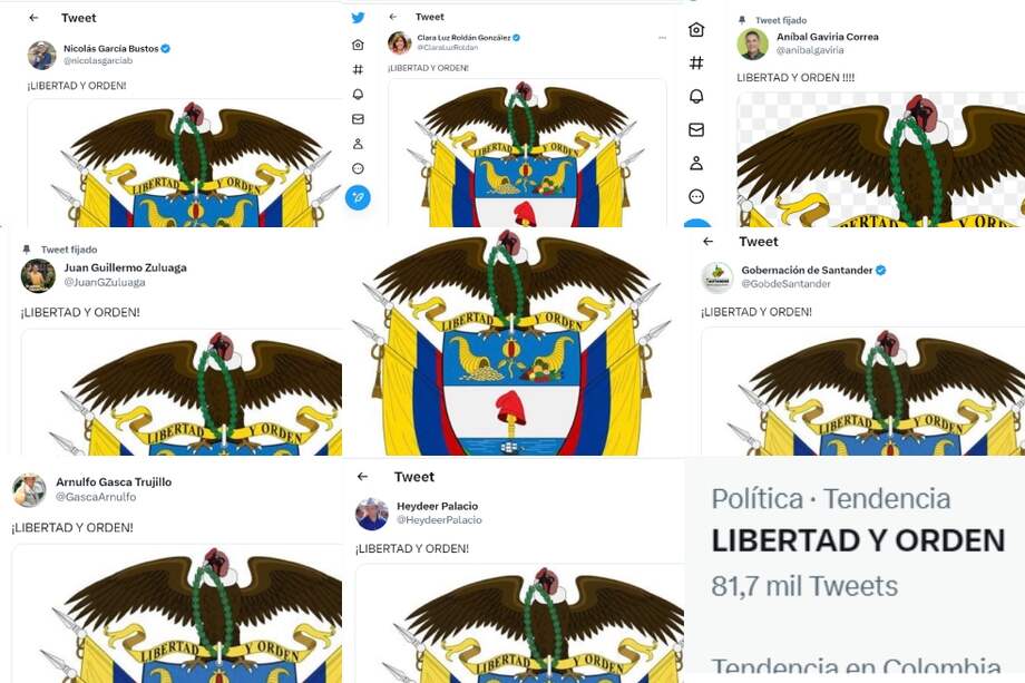 Esta fue la imagen que hicieron viral en Colombia los gobernadores de distintos departamentos, acompañada del emblema 'Libertad y orden'.