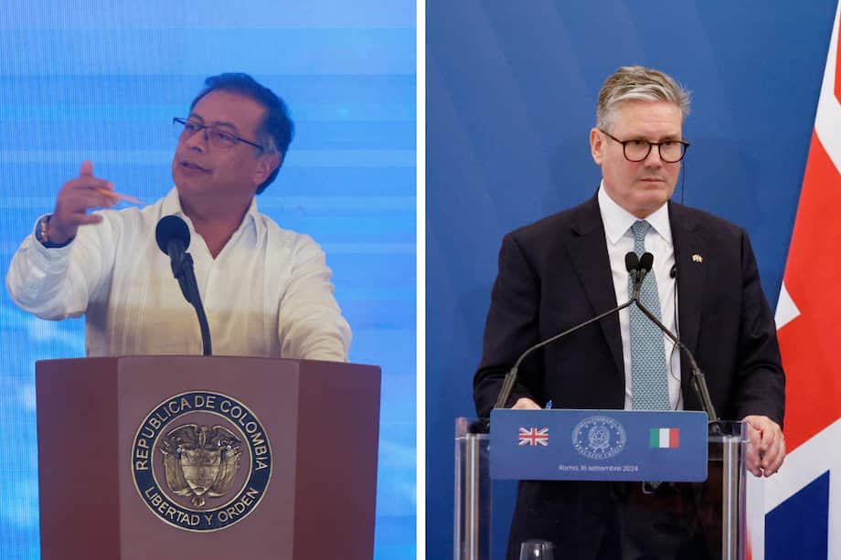 Presidente Gustavo Petro (izq), primer ministro de Reino Unido, Keir Starmer.