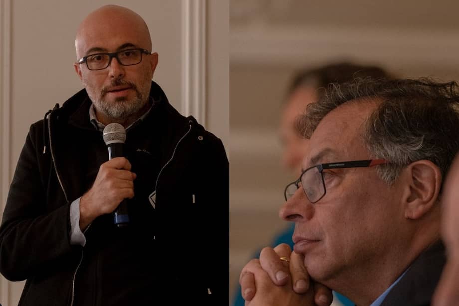 Santiago Trujillo, gestor cultural, y Gustavo Petro, presidente de la República, durante la reunión llevada a cabo este 25 de mayo para discutir la crisis del sector cultural.