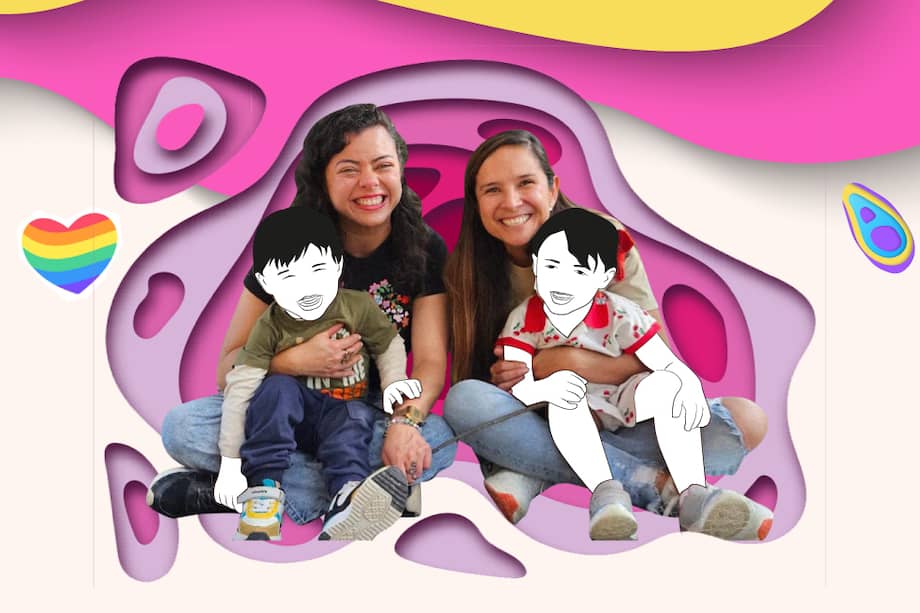 Verónica y Carolina conforman una familia diversa junto a María José y Santiago, fruto de la adopción igualitaria en Colombia.