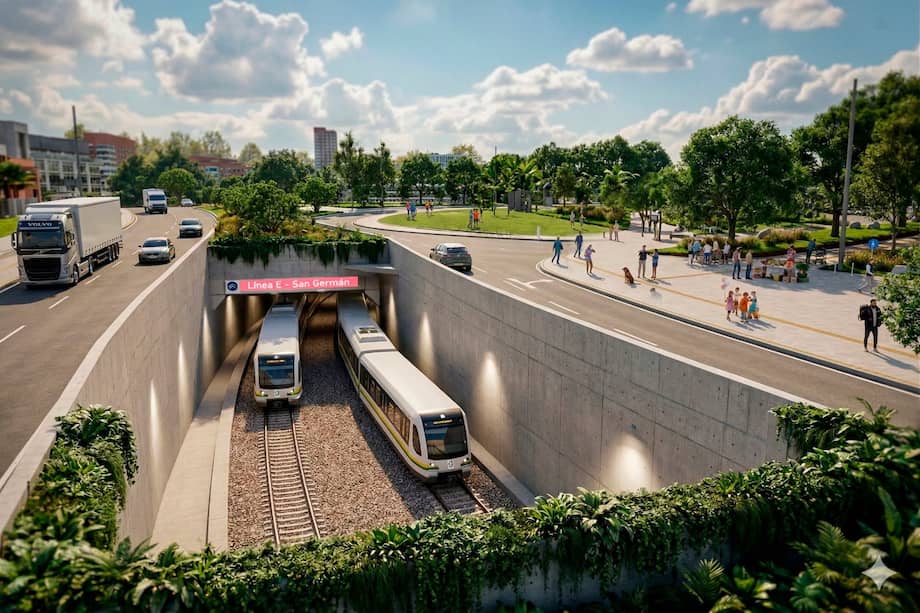 Render de la estación San Germán del Metro ligero de la 80 en Medellín.