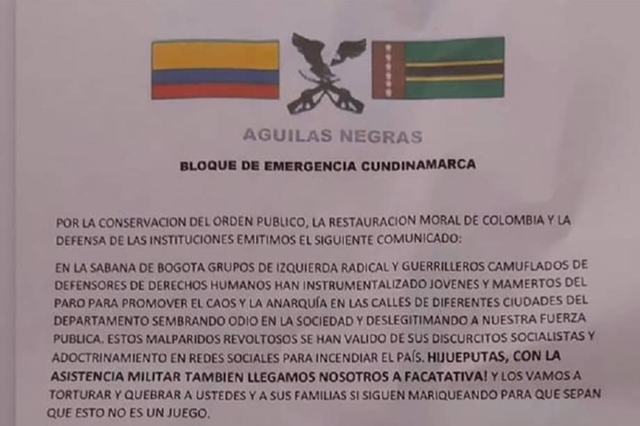 La misiva amenaza con nombre propio a parte de los manifestantes del municipio.