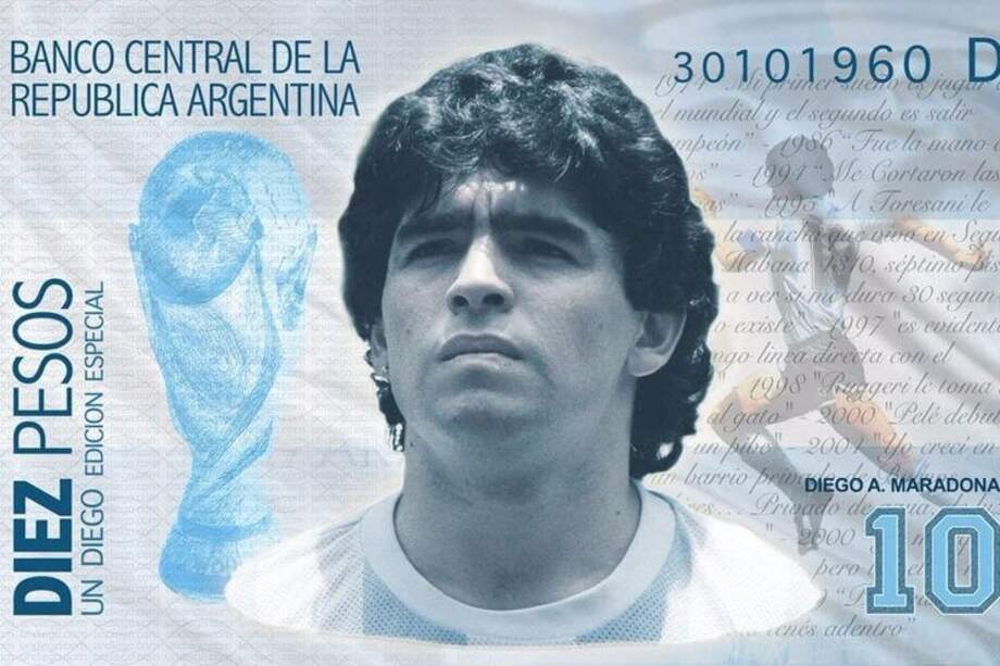 Diego Maradona en un billete argentino de fantasía. / Cortesía