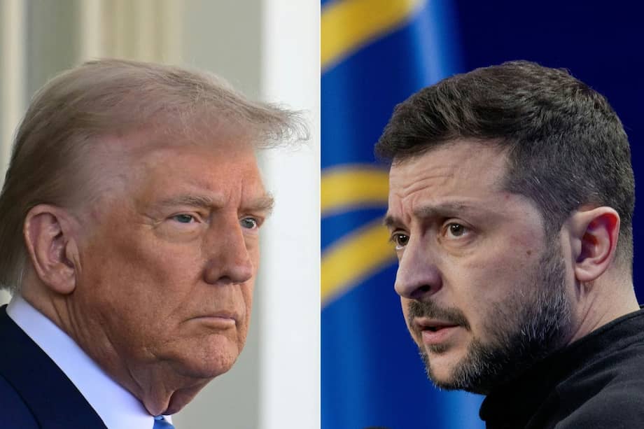 El presidente de Estados Unidos, Donald Trump (izq.), el 24 de febrero de 2025, y el presidente de Ucrania, Volodymyr Zelensky (der.).