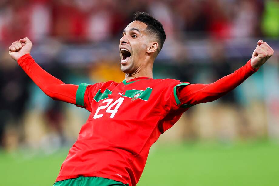 Badr Benoun celebra la clasificación de Marruecos a la semifinal del Mundial de Fútbol. //EFE/EPA/JOSE SENA GOULAO
