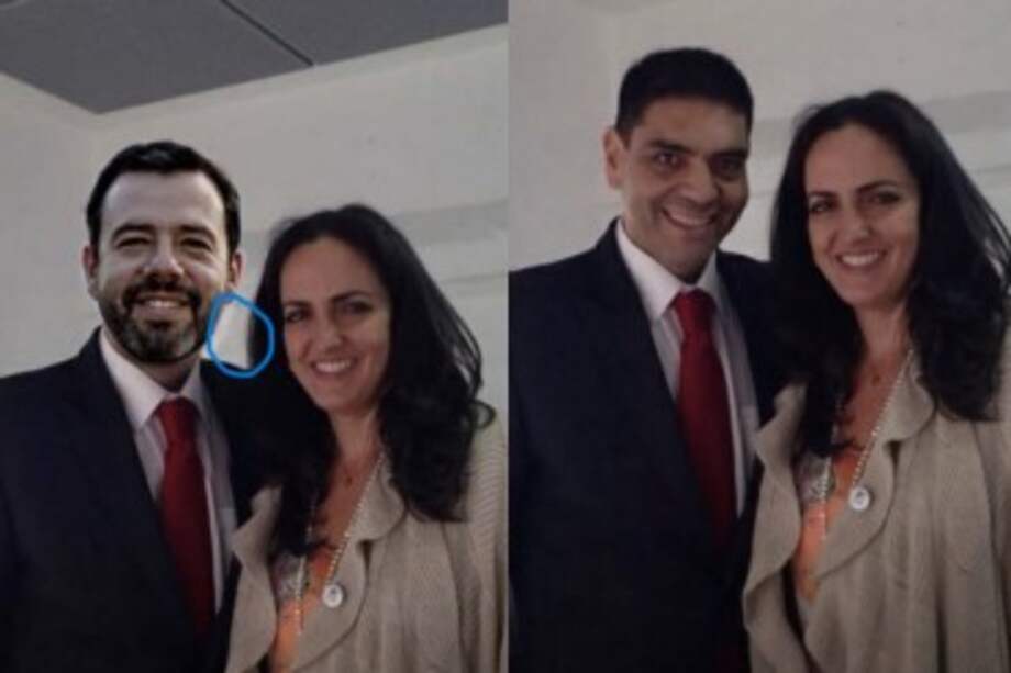 Esta es la comparación del fotomontaje Carlos Fernando Galán y Maria Fernanda Cabal, con la foto original.