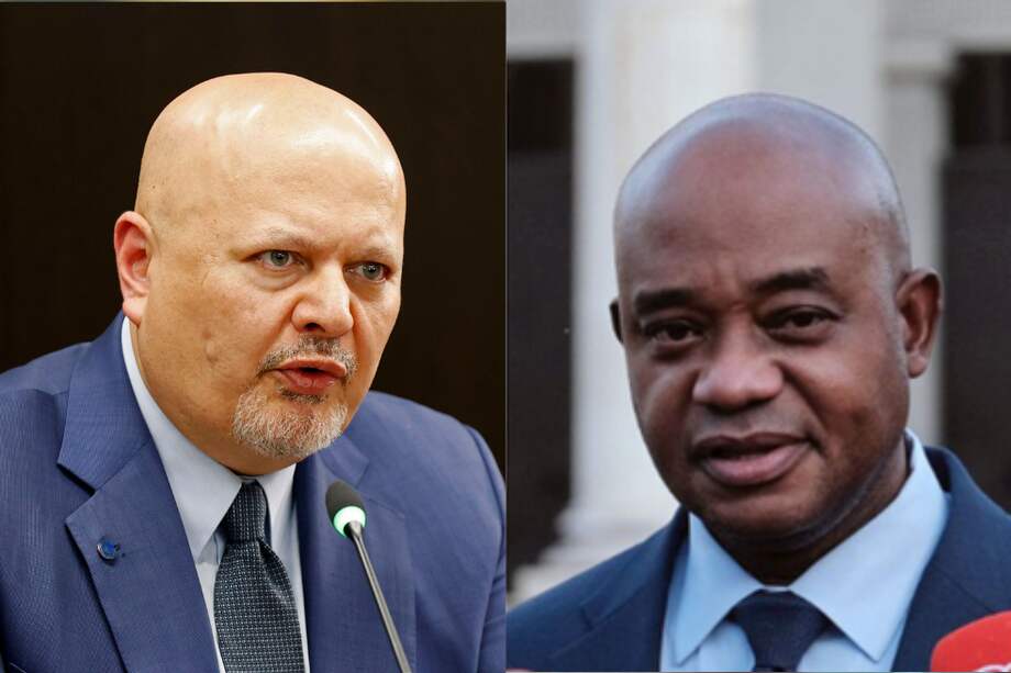 El fiscal de la CPI, Karim Khan, y el canciller encargado, Luis Gilberto Murillo.