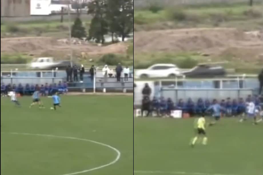Una insólita acción durante el partido entre Uruguay Montevideo y Paysandú hizo que la pelota saliera disparada a la avenida.
