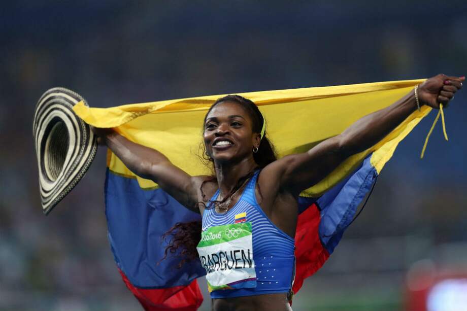 Caterine Ibargüen ganadora de la medalla de oro en los Juegos Olímpicos de Río de Janeiro en salto triple. / AFP