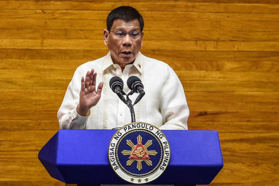 El presidente filipino, Rodrigo Duterte, habla durante el discurso anual sobre el estado de la nación en la Cámara de Representantes en Manila el 26 de julio de 2023