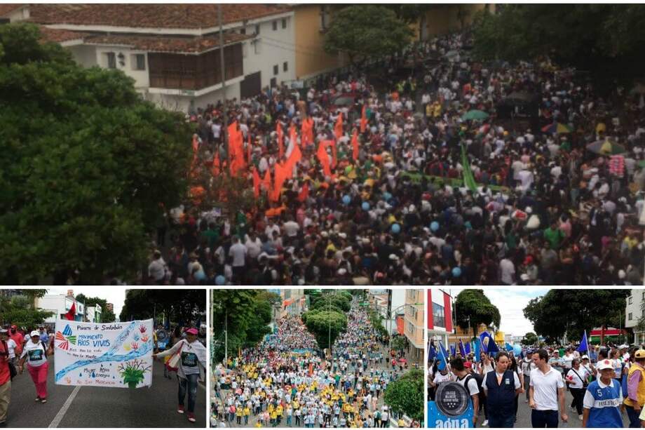 Imágenes de las marchas por Santurbán compartidas a través de redes sociales por diversos ciudadanos.