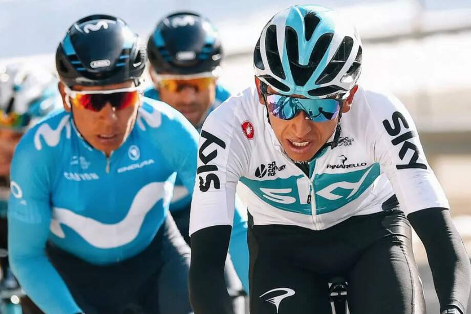 Bernal (dere.) y Nairo Quintana en la penúltima etapa de la Vuelta a Cataluña. / Team Sky