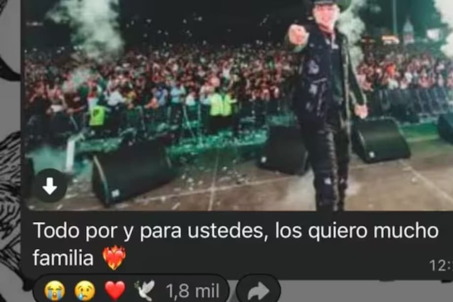 Último mensaje de Yeison Jiménez en su canal de WhatsApp.